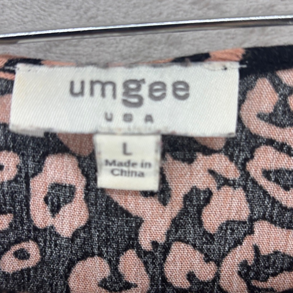 Umgee Mixed Print Patchwork Boho Long Sleeve Dress Size L - Picture 5 of 8